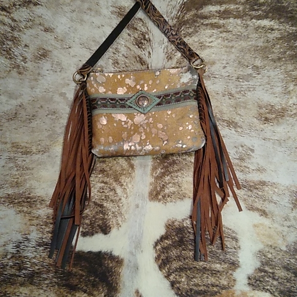 Gun Slinging Gypsy Handbags - Leather fringe Cowhide crossbody purse